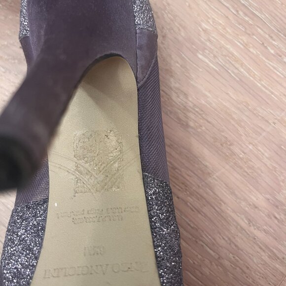 Enzo Angiolini Purple Peep-Toe Sparkling Satin Cutout Pumps. 6.5 - Picture 7 of 7